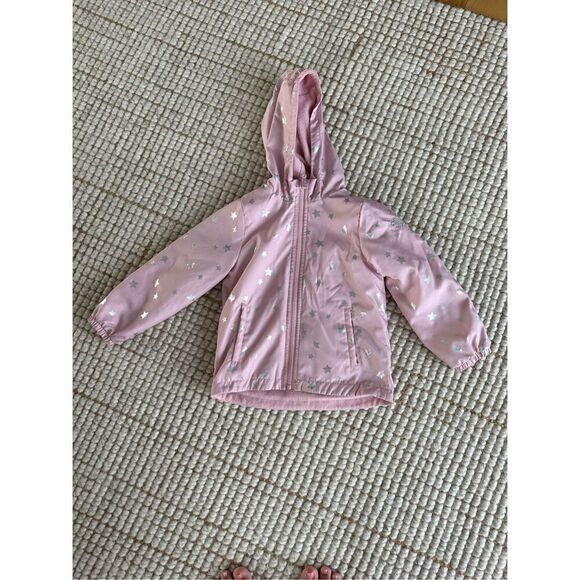 Oshkosh B’gosh star girls rain jacket sz 4 hooded water resistant fleece lined - Picture 1 of 5